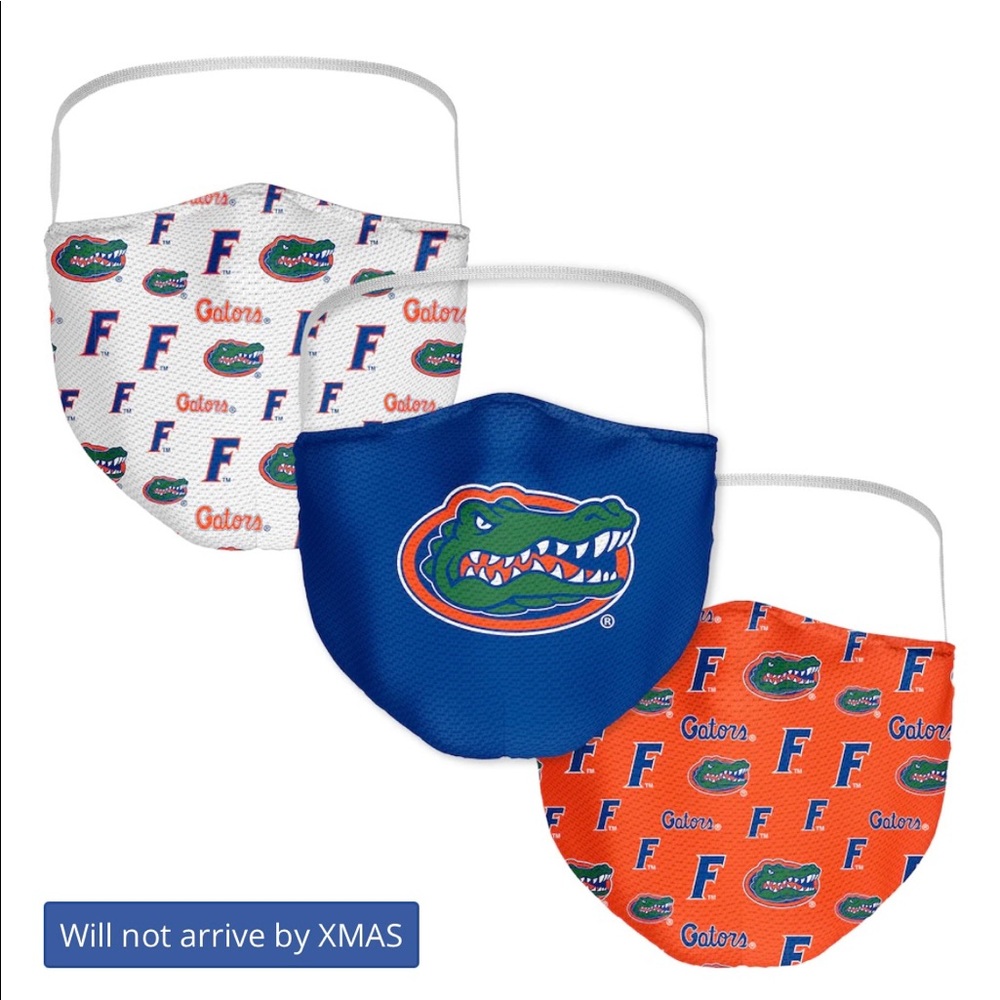 Set of three Florida State gators facemasks backstrap